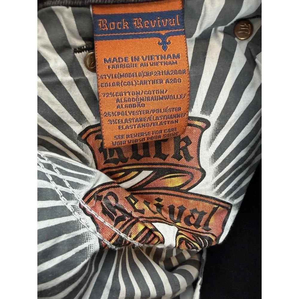 Rock Revival‎ Arther Alt Straight Jeans Men's 42x31 Black Denim Dark